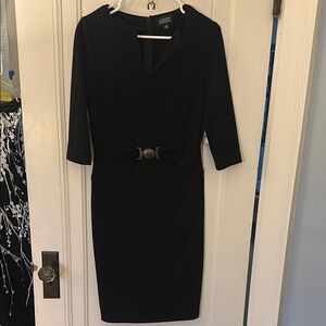 Adrianna Papell Black Long Sleeve Dress with Belt